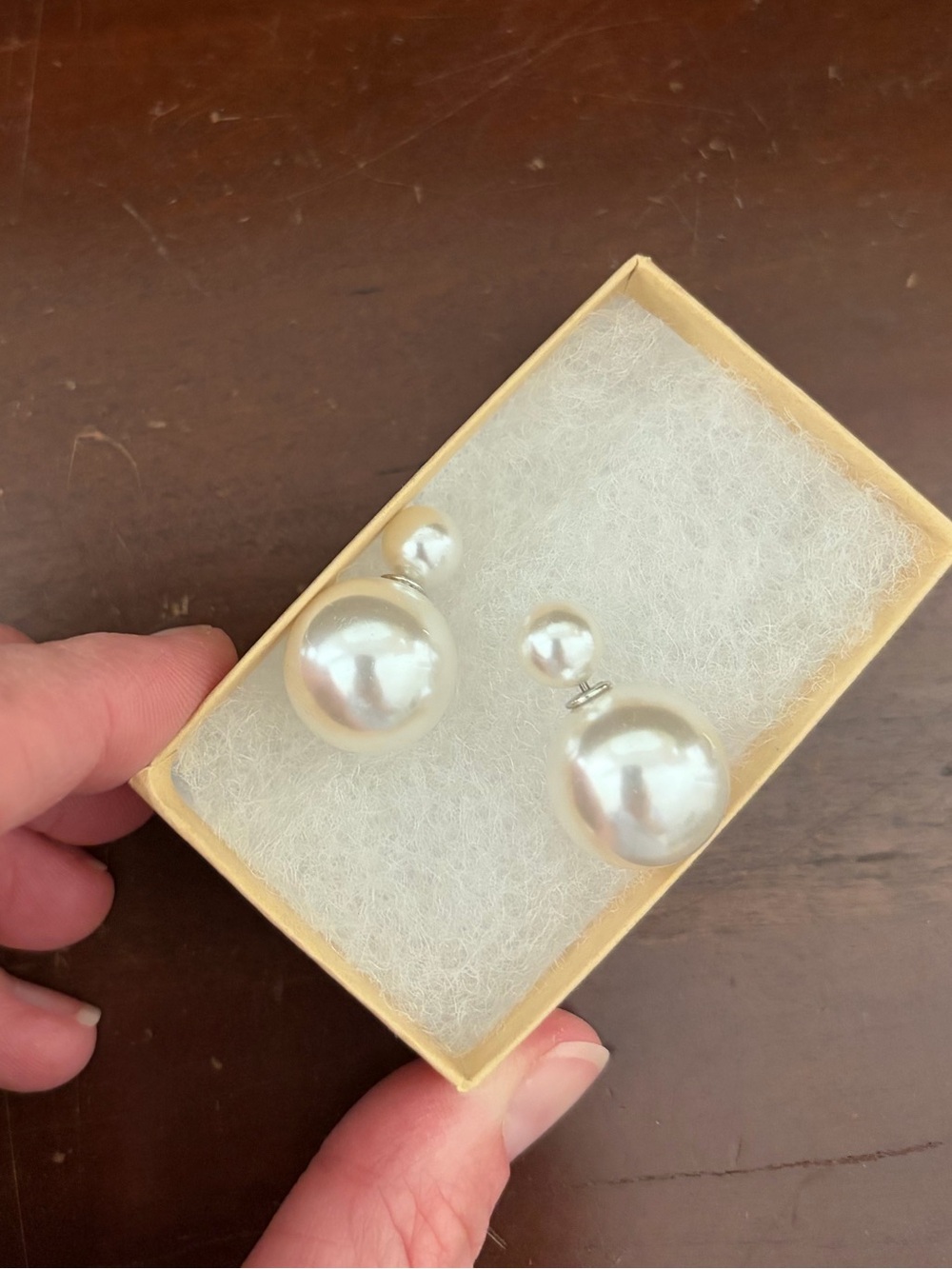 Classic White Pearl Double-Sided Stud Earrings